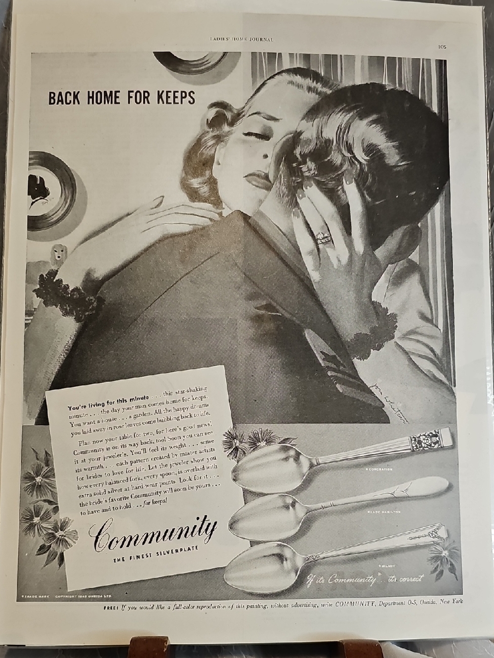 Vintage Community Silverwhere Advertisement 1945 - Black & White